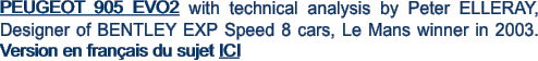 PEUGEOT 905 EVO2 with technical